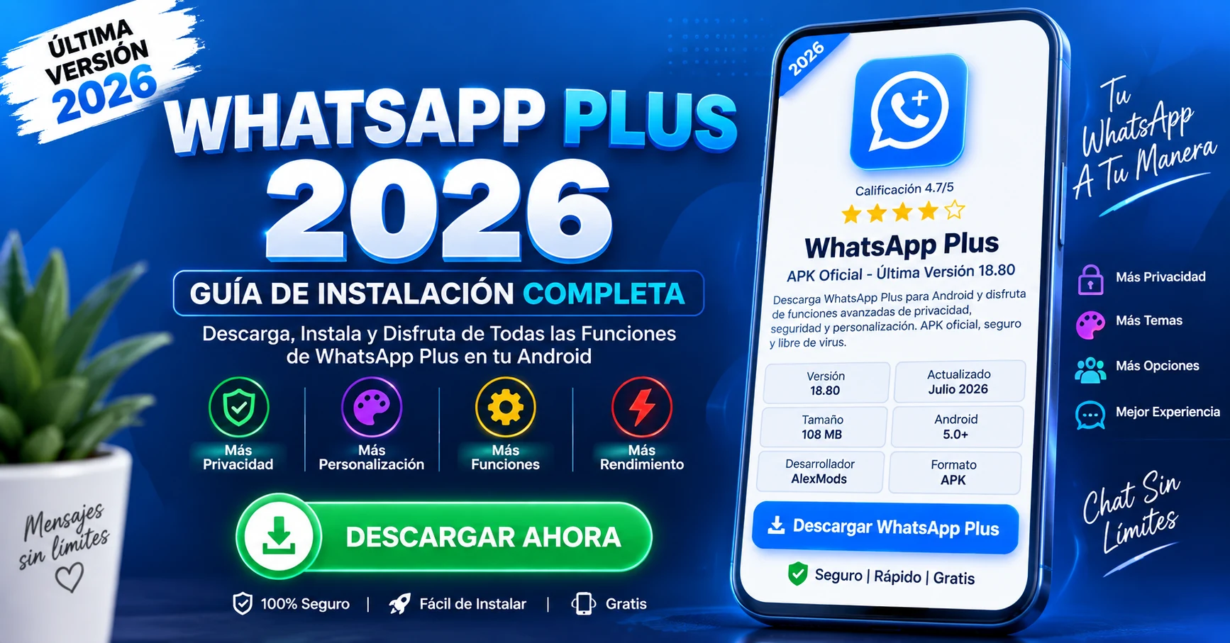 WhatsApp Plus APK 18.80 para Android 2026