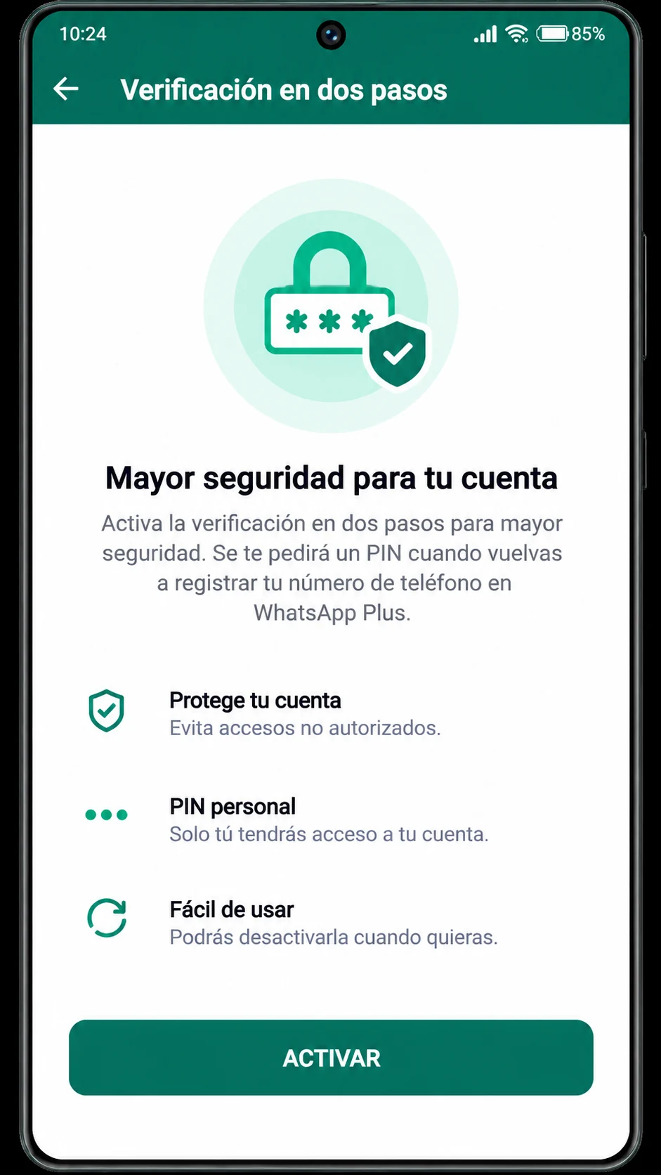 Verificación en dos pasos y seguridad de la cuenta